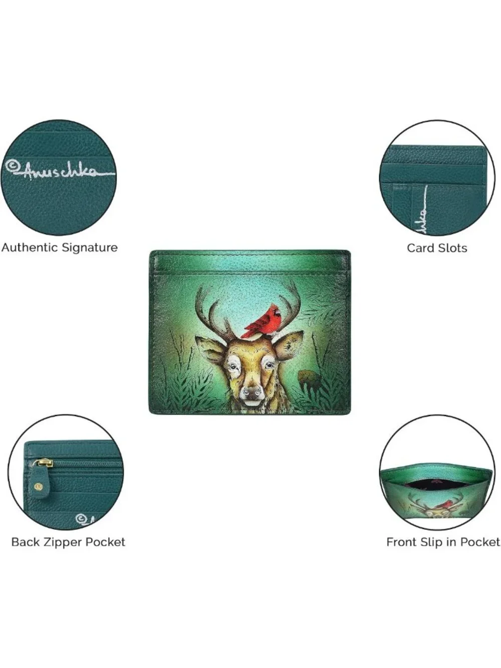 Hand-Painted Genuine Leather Women's Card Holder, Stylish & Functional Accessory